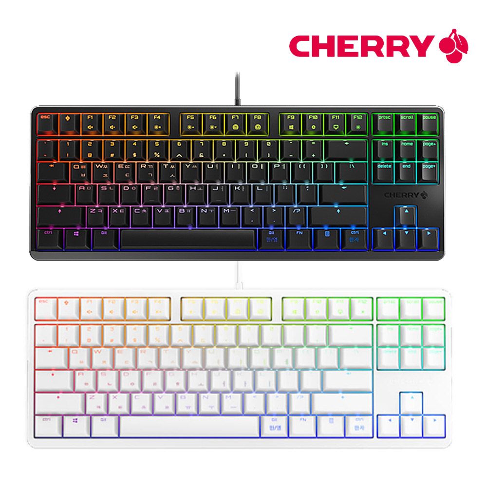 CHERRY G80-3000S RGB TKL 유선 기계식 키보드 블랙/화이트, 갈축