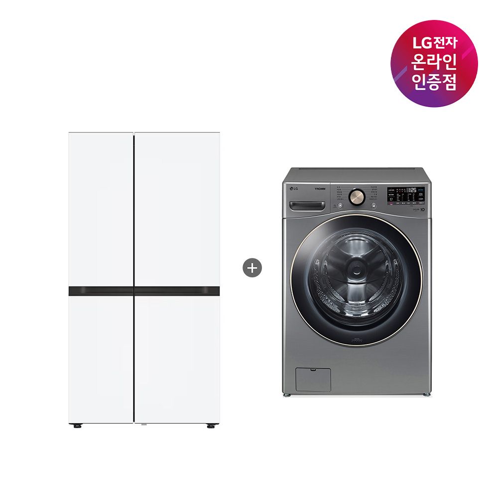 LG전자 LG 디오스 AI 오브제컬렉션 냉장고 + 트롬 세탁기(S836MQQ012+F24VDLPR)