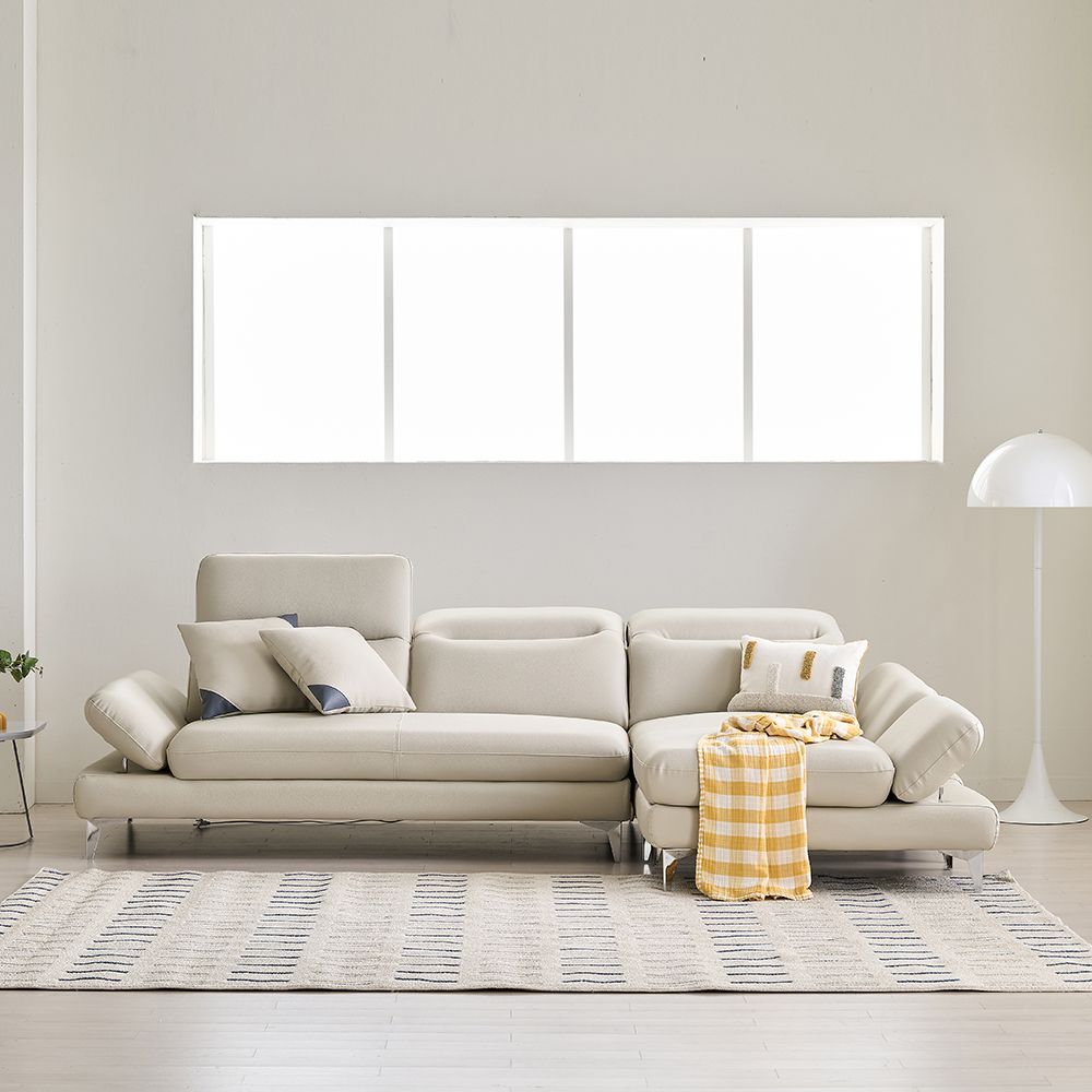 우아미가구 커브 4인 무빙헤드 가죽소파 2color