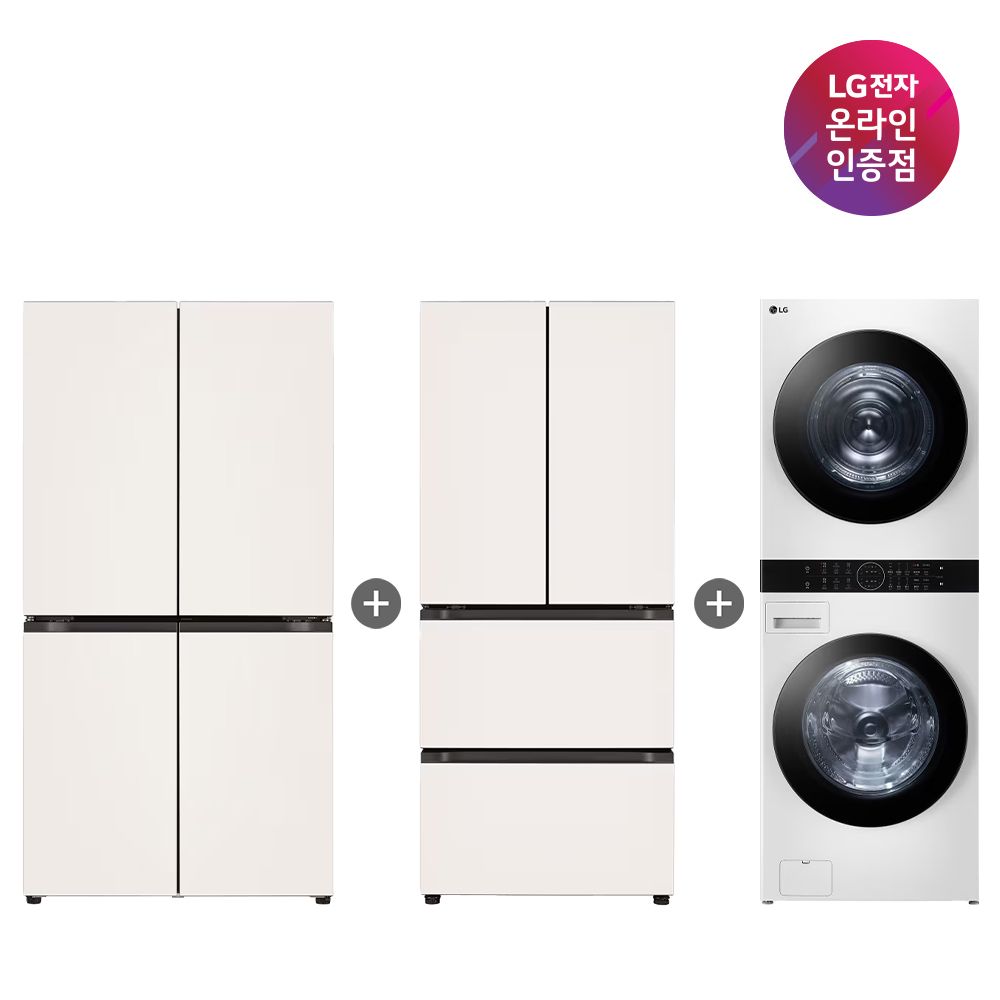 LG전자 LG 냉장고+김치톡톡+워시타워 (T875MEE111+Z408MEEF23+W21WAM)