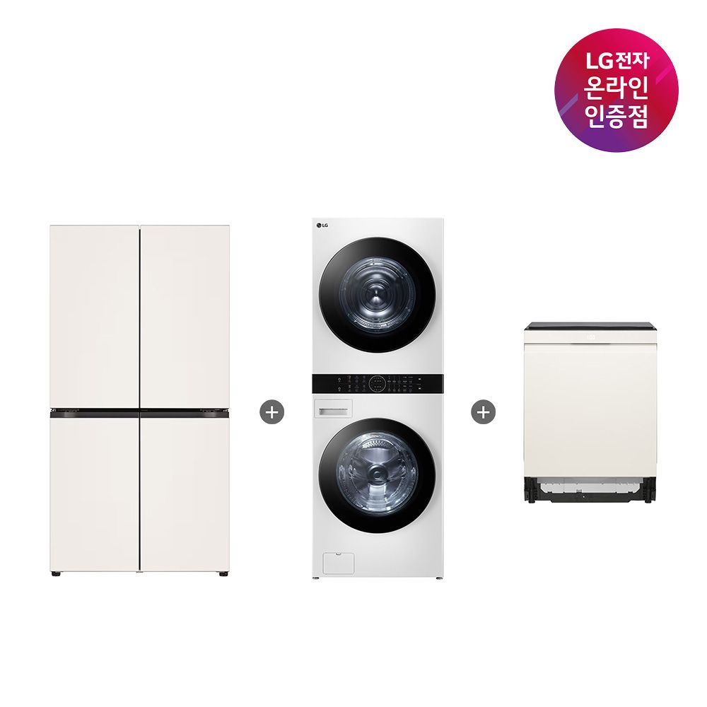 LG전자 LG 디오스 냉장고+워시타워+식기세척기(T875MEE111+W21WAM+DUE6BGL1E)