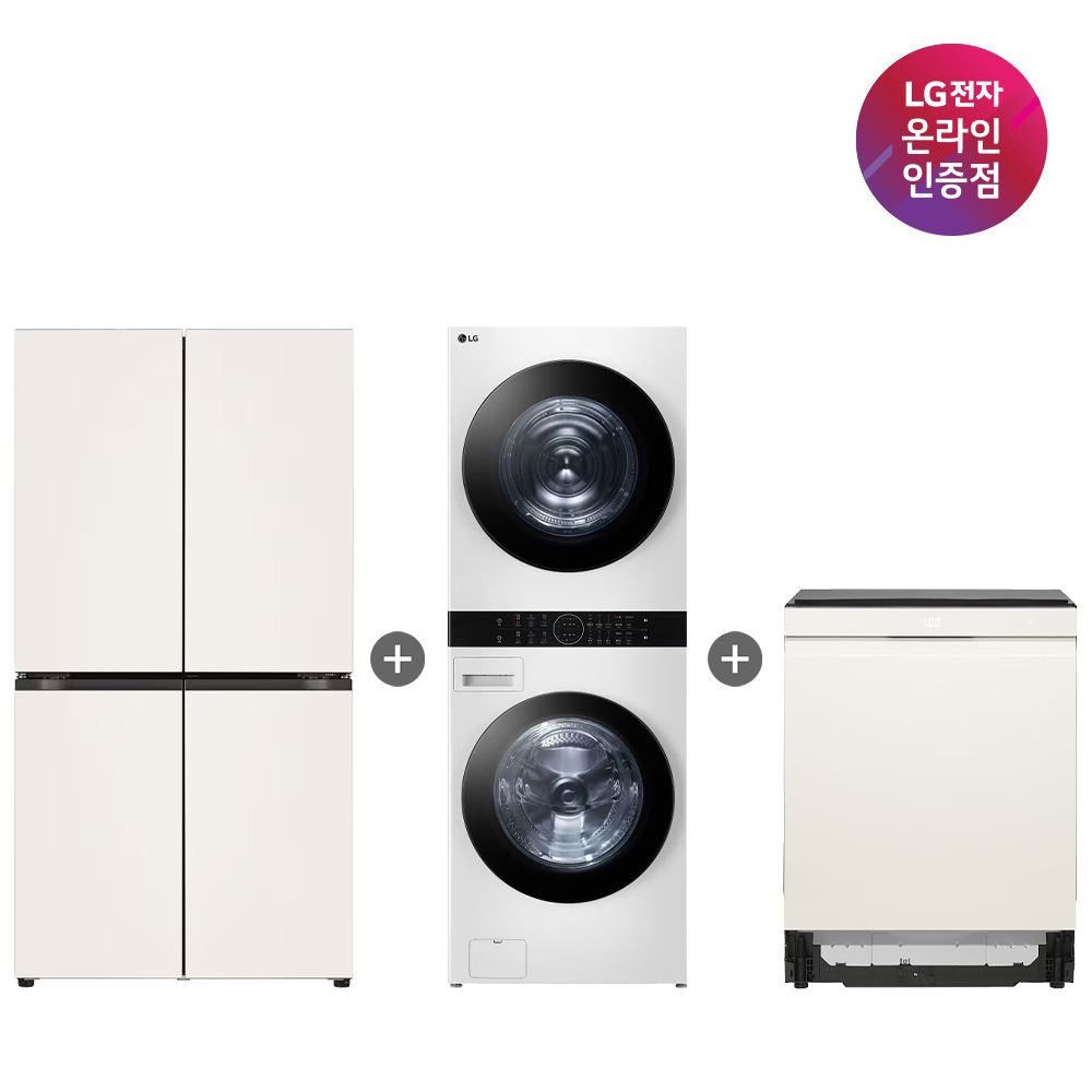 LG전자 LG 냉장고+워시타워+식기세척기 (T875MEE111+W21WAM+DUE6BGL1E)