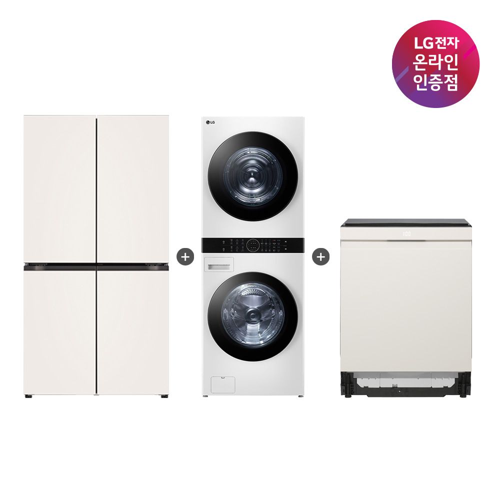 LG전자 LG 냉장고+워시타워+식기세척기(T875MEE111+W21WAM+DUE6BGL1E)