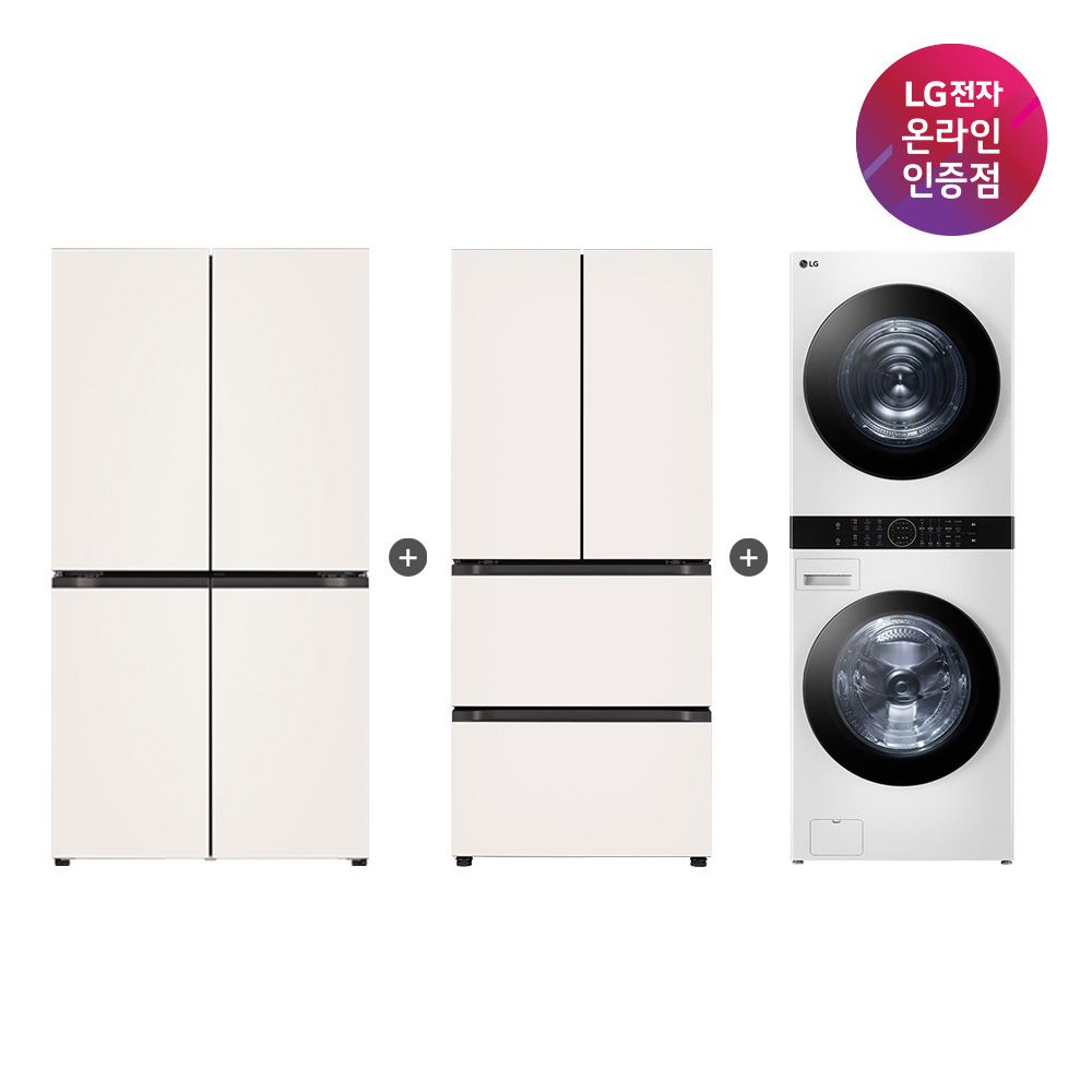 LG전자 LG 냉장고+김치냉장고+워시타워 (T875MEE111+Z408MEEF23+W21WAM)