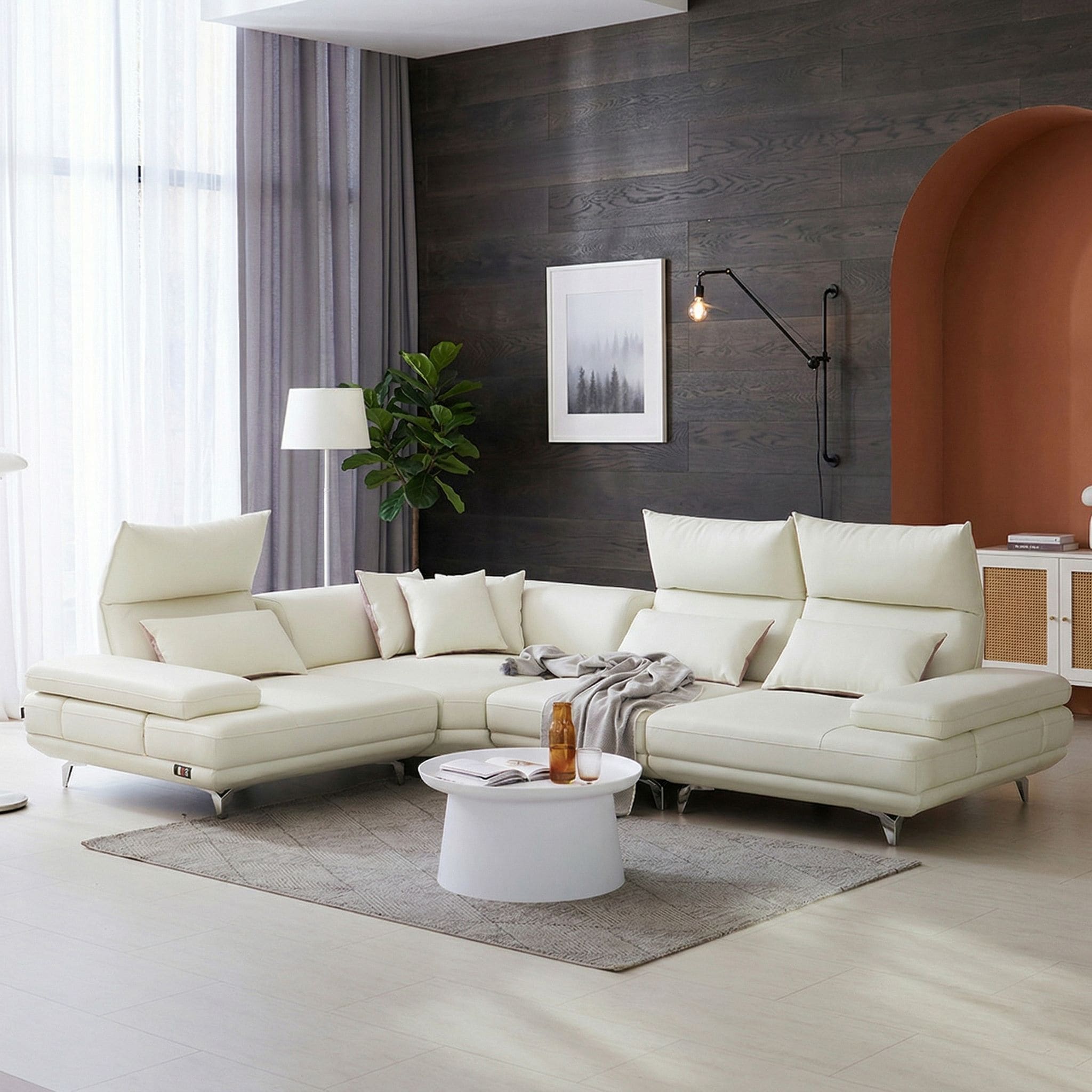 바우미스트 루나 실리콘가죽 레더 모듈형 스윙 6인용 코너형 소파 2colors