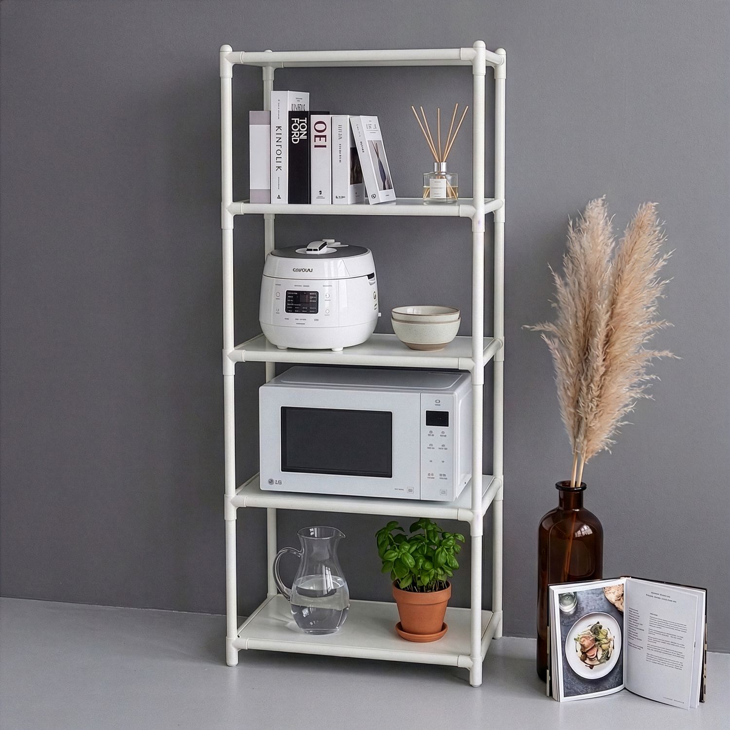 [오늘출발] MF매직하우스 무볼트 진열장 철제 수납선반 5단 렌지대 다용도수납장