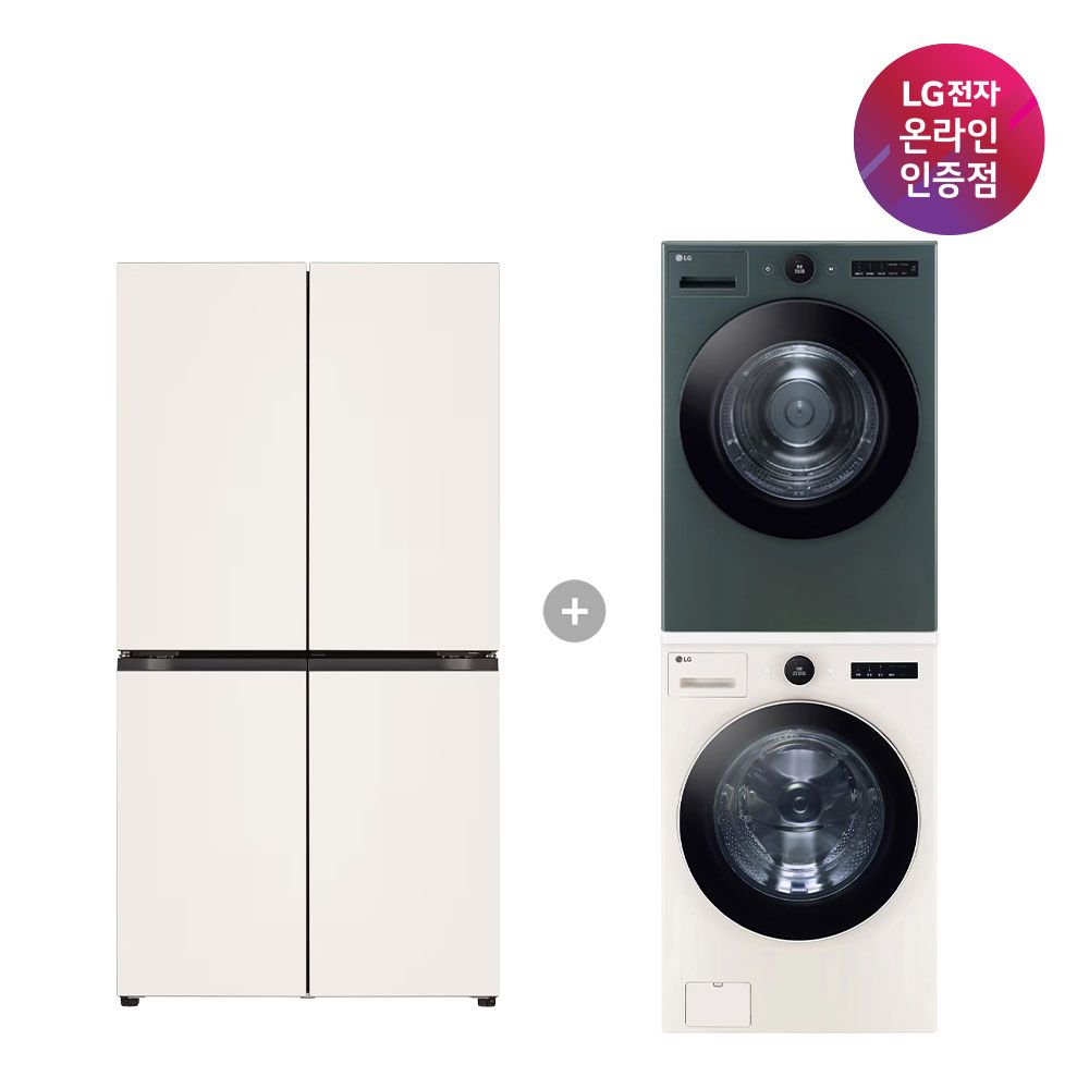 LG전자 LG 디오스 냉장고+트롬 세탁건조기 세트 (T875MEE111+FX24ENR-GNG)