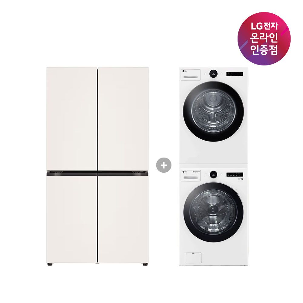 LG전자 LG 디오스 냉장고+트롬 세탁건조기 세트 (T875MEE111+KX23WNR-2WQ)