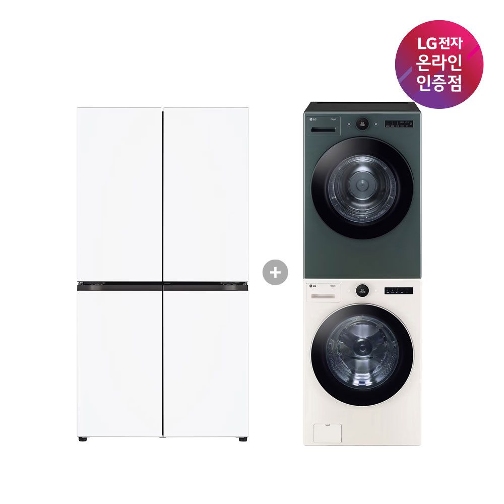 LG전자 LG 디오스 냉장고+트롬 세탁건조기 세트 (T875MHH111+FX24ENR-GNG)