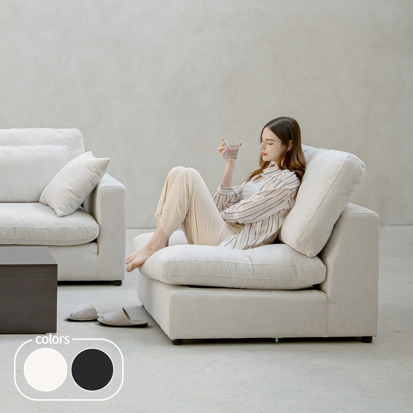 데일리리빙 [오늘의집 단독] 포레스트 1인 기능성 워셔블 패브릭 구스 암리스 소파