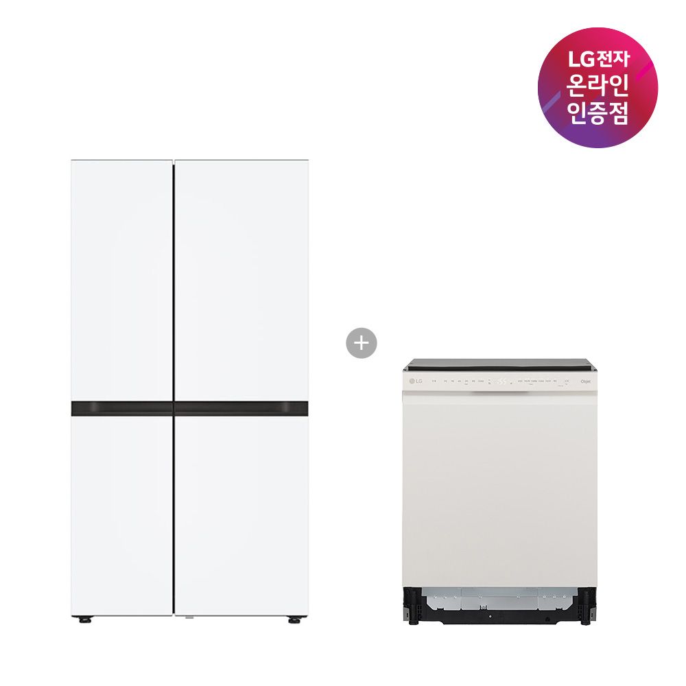 LG전자 LG 디오스 AI 양문형 냉장고 + 식기세척기 S836MQQ012 + DUE5BGL1E