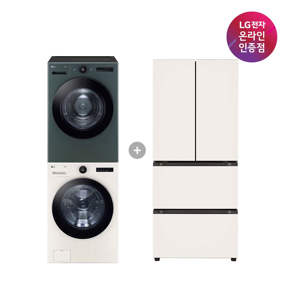 LG전자 LG 트롬 세탁건조기 세트+디오스 김치톡톡 (FX24ENR-GNG + Z408MEEF23)