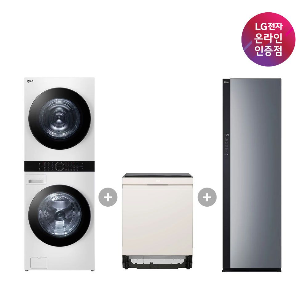 LG전자 LG 워시타워+식기세척기+스타일러(W21WAM+DUE6BGL1E+SC5GMR52)