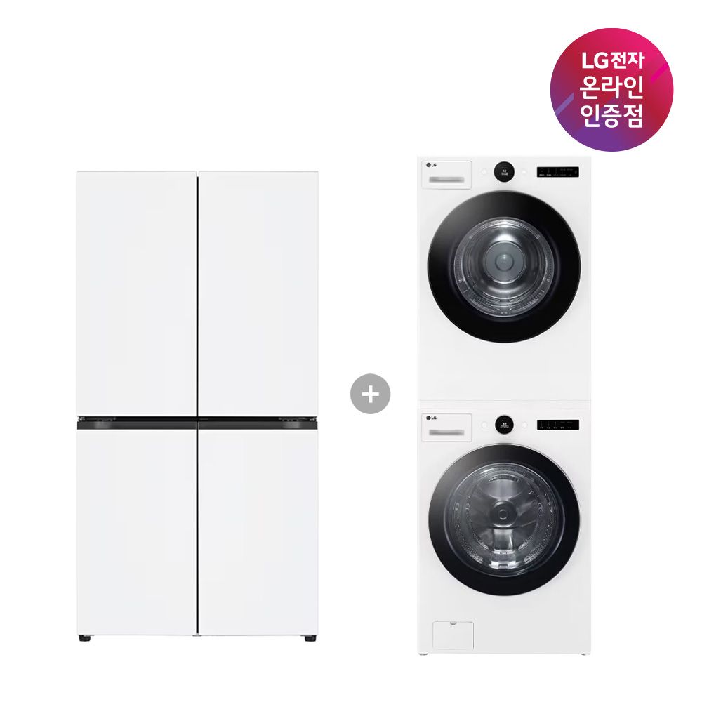 LG전자 LG 디오스 냉장고+트롬 세탁건조기 세트 (T876MQQ111+FX23WNR-2WQ)