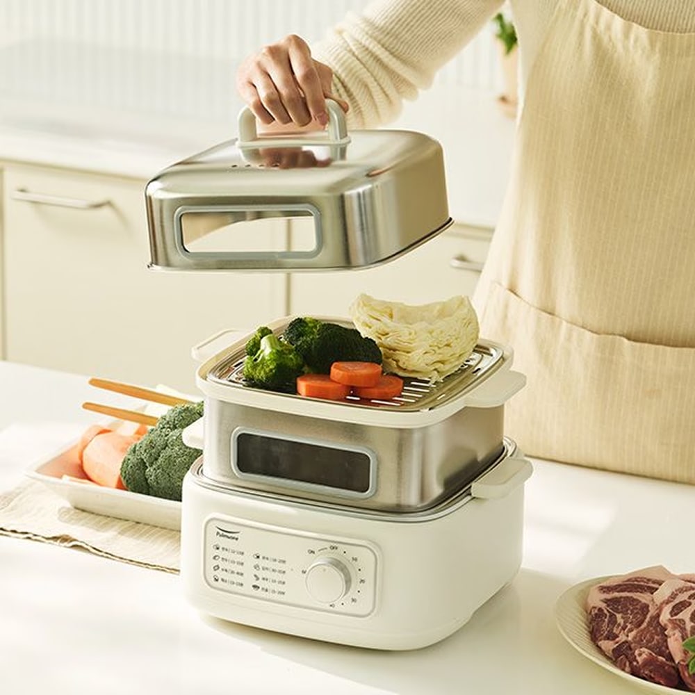 풀무원 멀티스티머 2단 전기찜기 닭가슴살찜기 계란찜기 멀티쿠커