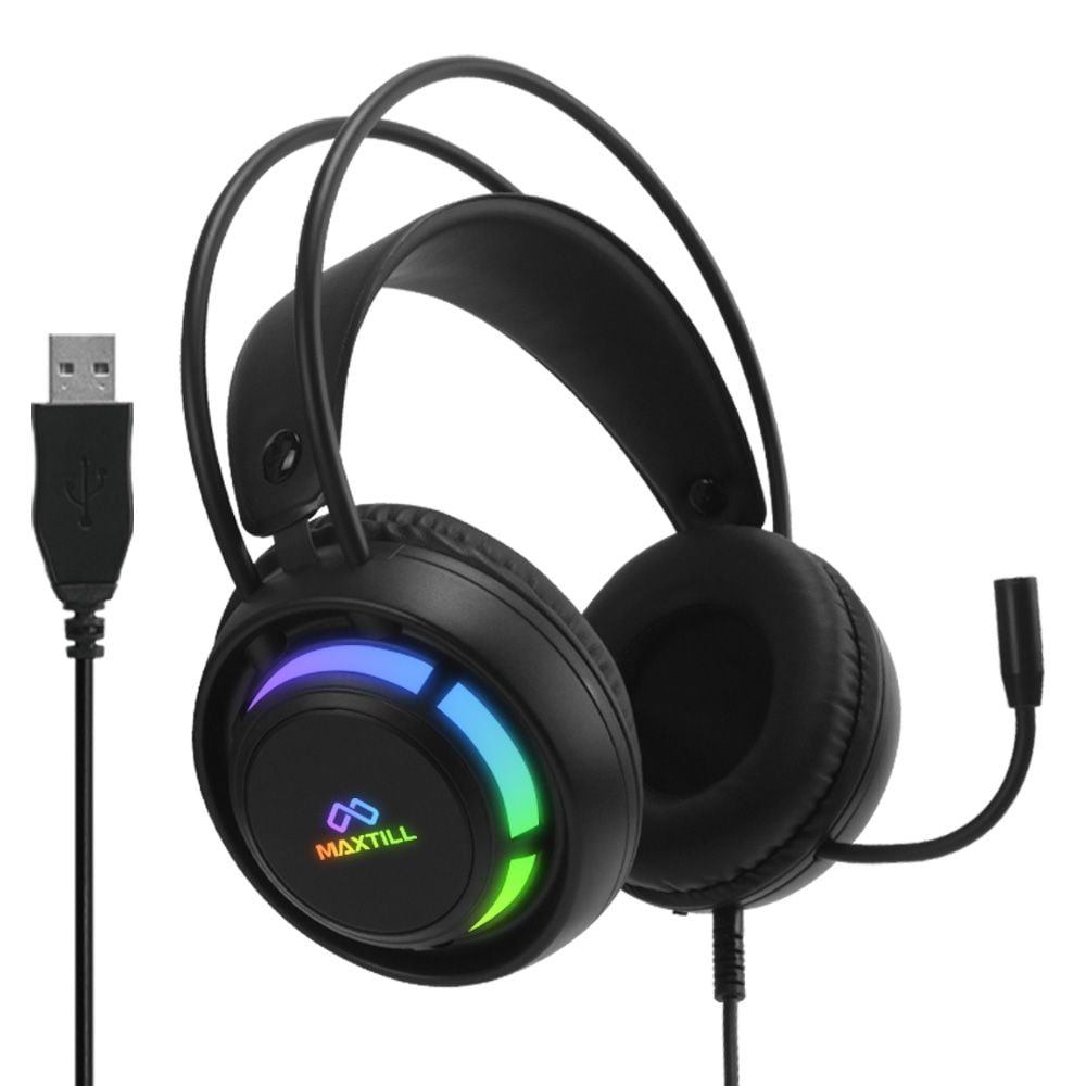 맥스틸 MO-GH200U USB 헤드셋 LED 이펙트 게임 게이밍 헤드폰 마이크 온오프 PC