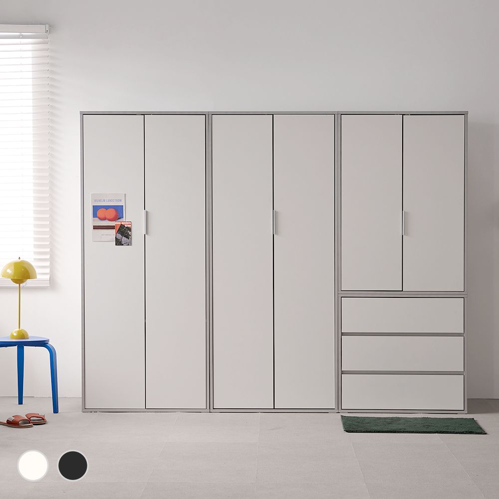 웰퍼니쳐 [오늘의집 단독] 아틀라스 800 옷장 실버엣지 행거/거울도어/서랍형 (2colors)
