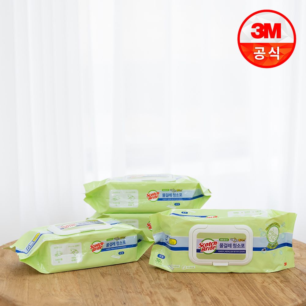 3M 대형 베이직 더블액션 물걸레 청소포 120매(30매x4개)