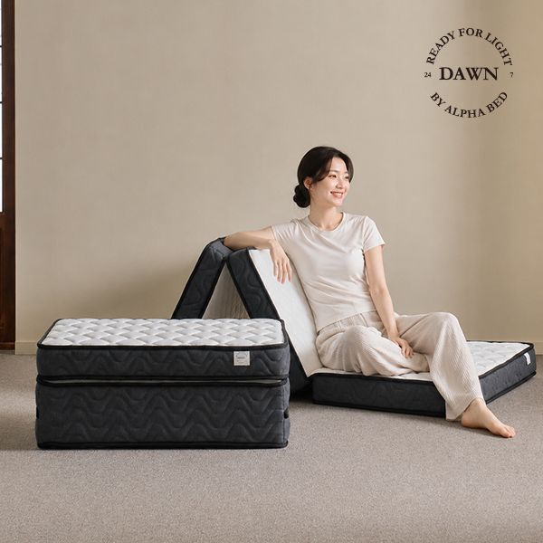 알파침대 던 TF01 롤팩 3단 접이식 독립스프링 침대 토퍼 매트리스 13cm S/SS/Q 