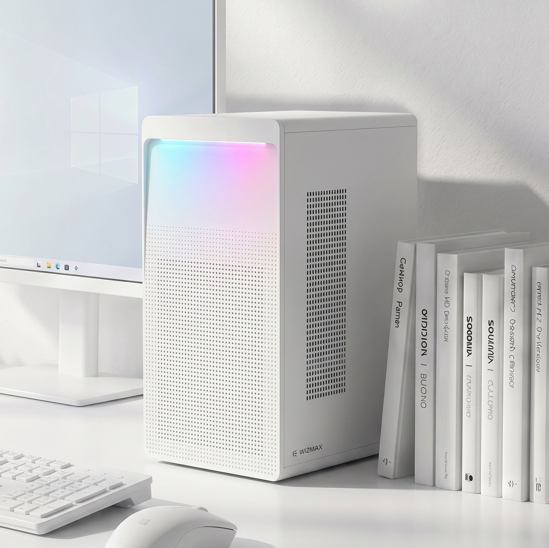 아싸컴 Intel 14400+16GB+500GB 사무용 화이트 조립PC 데스크테리어