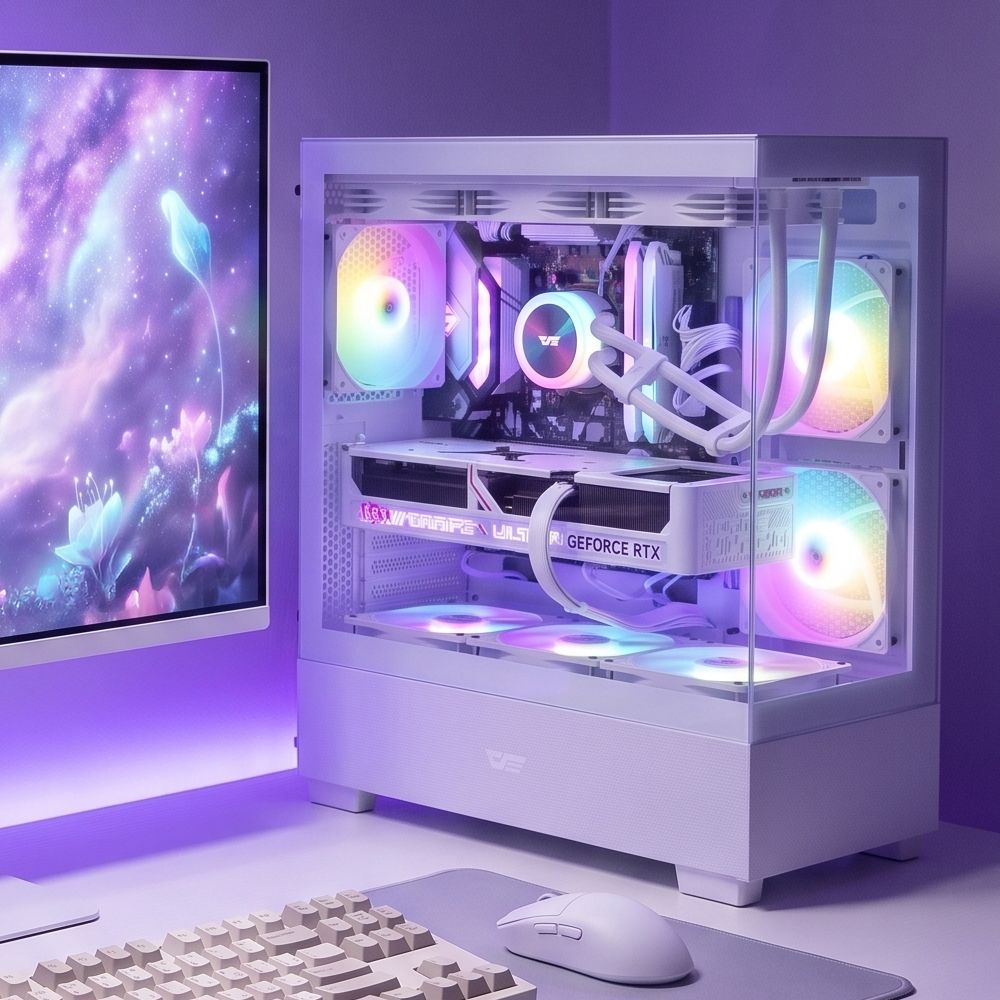 아싸컴 AMD 5600+RX7600 8G+16G+500GB 화이트 조립PC 데스크테리어