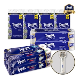 3겹 화장지 24m 20롤+4겹 화장지 17m 20롤+소프트팩90매16개+휴대용선풍기 증정