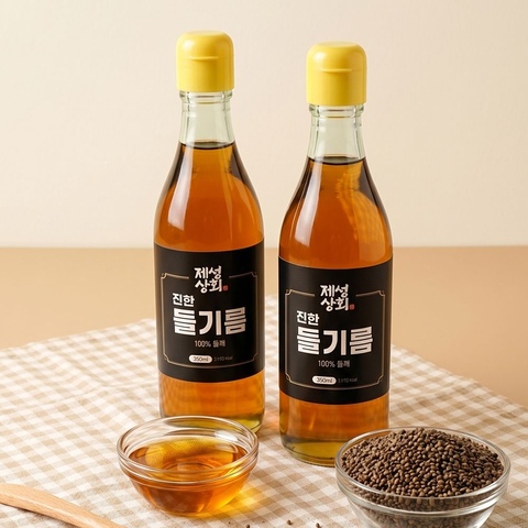 제성상회 진한 들기름 350ml 1+1 깨끗하고 진하게 추출한 첫번째 기름