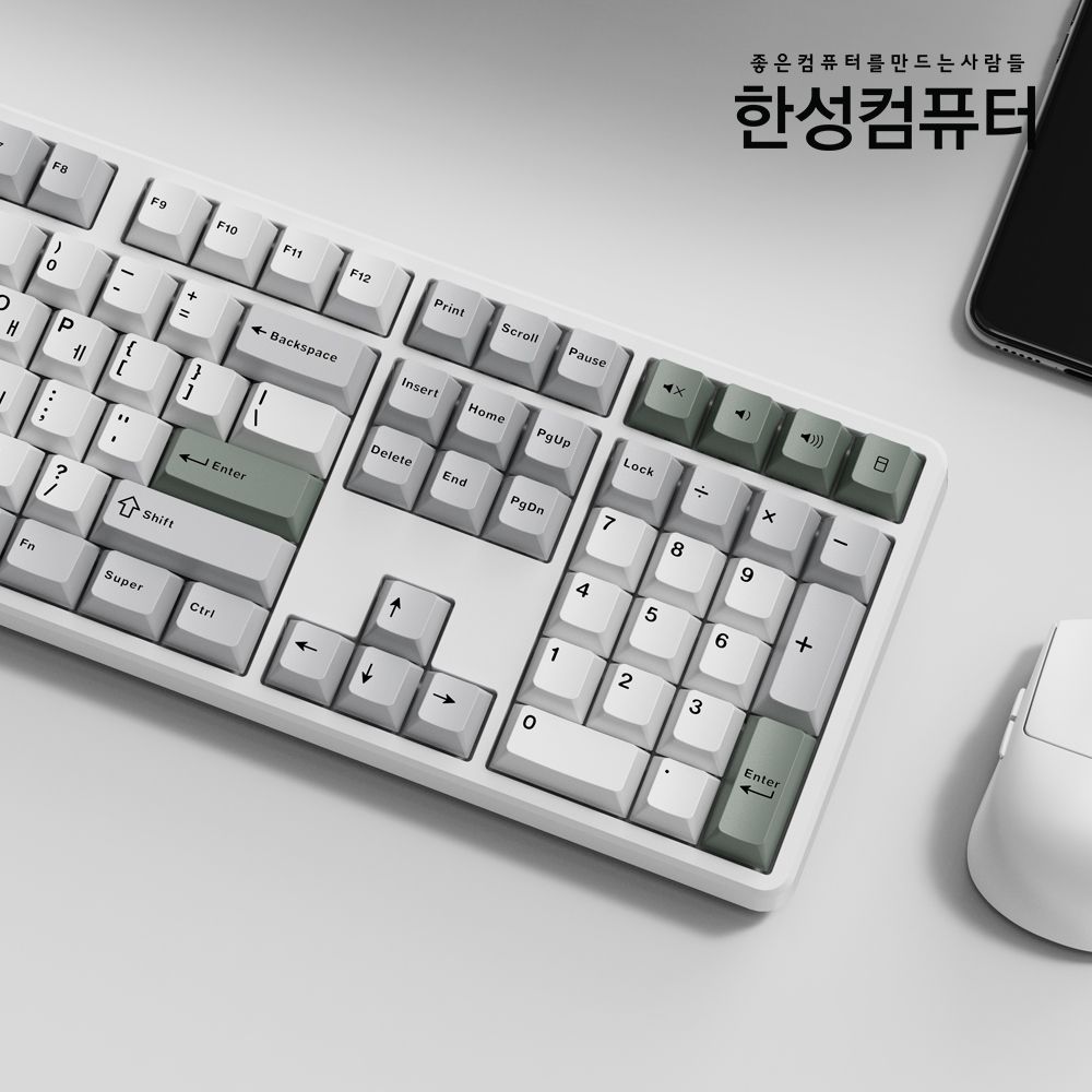 한성컴퓨터 GK798PRO 3모드 폼떡 가스켓 기계식키보드 메탈화이트(HMX라벤더 또각 45g)