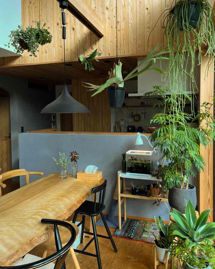 雨の日の少し暗めな
我が家です☔️

#ダイニングインテリア #キッチン腰壁 #グレーの壁 #塗り壁 #ダイニングテーブル