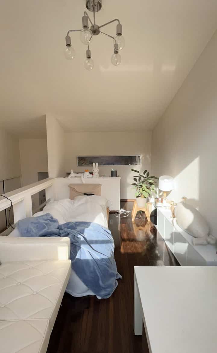 The loft is used as the main living room and bedroom.

#Loft