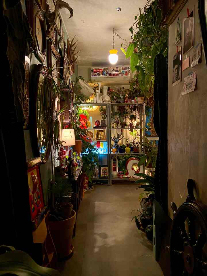 部屋の入り口から見える景色では「奥への視線の誘導」と「縁取り」を意識しています。

入った瞬間の部屋の印象を制限することで、情報量が多い（物が多い）空間でも、違和感なく受け止められるかな、と思ってます。
#ミッドセンチュリー #昭和レトロ #ヴィンテージ #廊下のインテリア #IKEA #グリーンインテリア #観葉植物インテリア