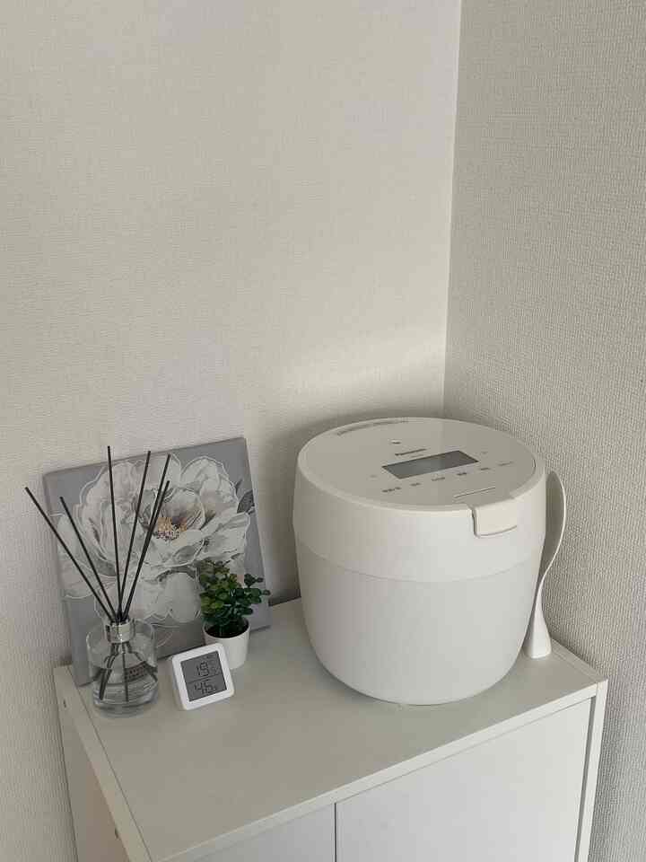 #一人暮らし #1K #塩系インテリア #ホワイトインテリア #ホテルライク #炊飯器 #Panasonic #standardproducts #IKEA