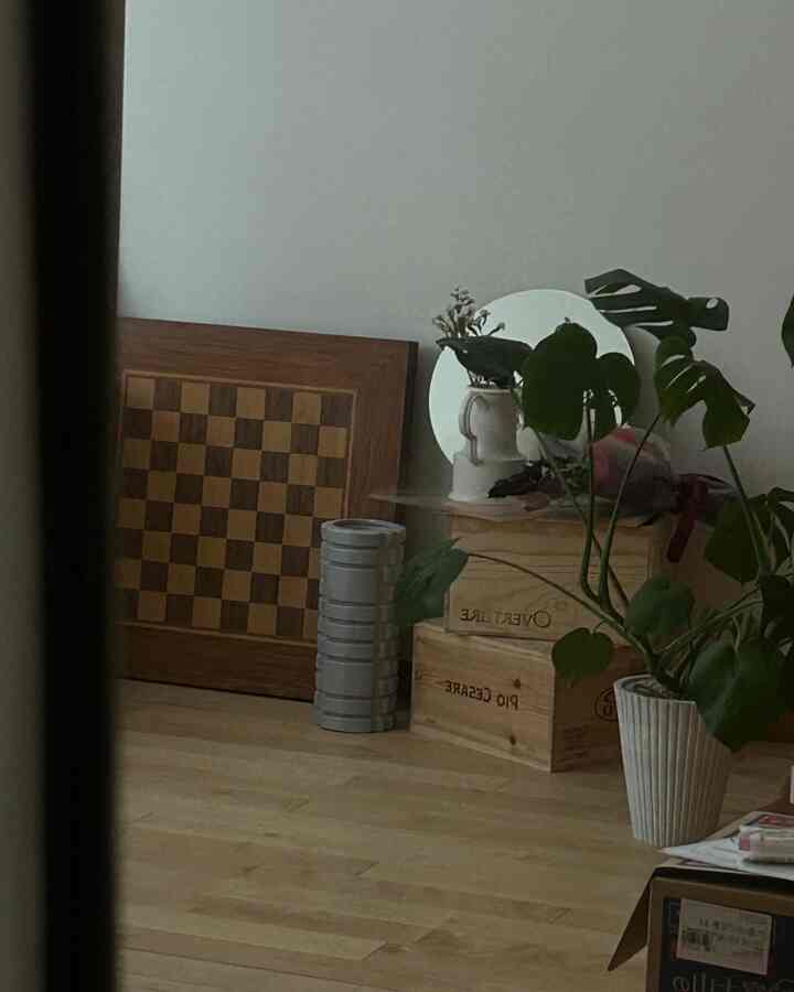 玄関から見えるリビング🚪
イタリアのヴィンテージチェステーブルがかわぃぃ♟️🇮🇹
#ヴィンテージ #ウッドインテリア #観葉植物 #ミッドセンチュリー #ミッドセンチュリーモダン 
