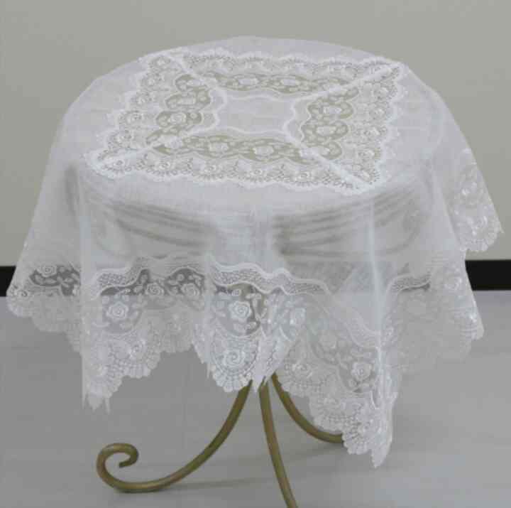 テーブルクロス レース 85cm×85cm 正方形 バラ刺繍