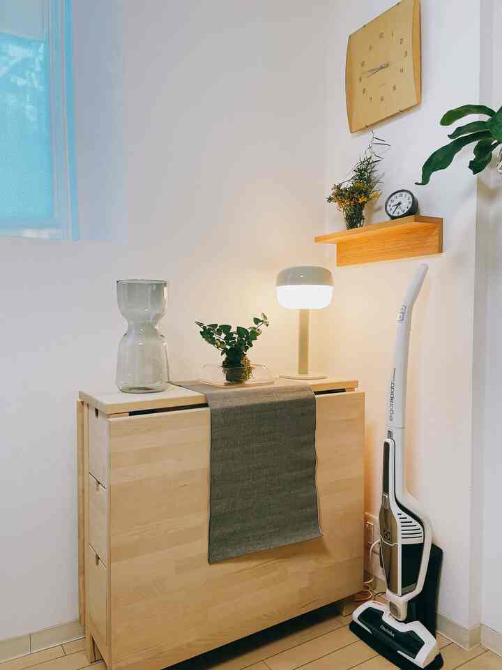#1K #リビング #一人暮らし部屋 #フラワーベース #苔玉インテリア #IKEA #照度で変わる雰囲気