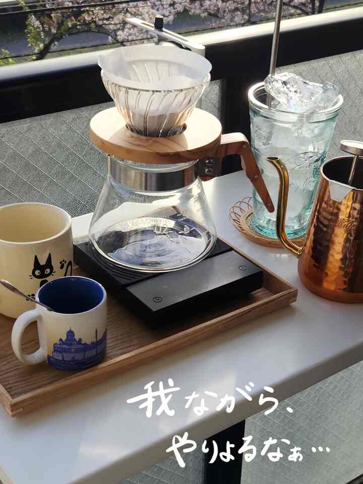 During cherry blossom season, I mostly drink coffee on the balcony ☕️

The cherry blossoms have already fallen🌸🌿

With this IKEA table
you can have plenty of space to drip ◎ 

#balcony
#coffee