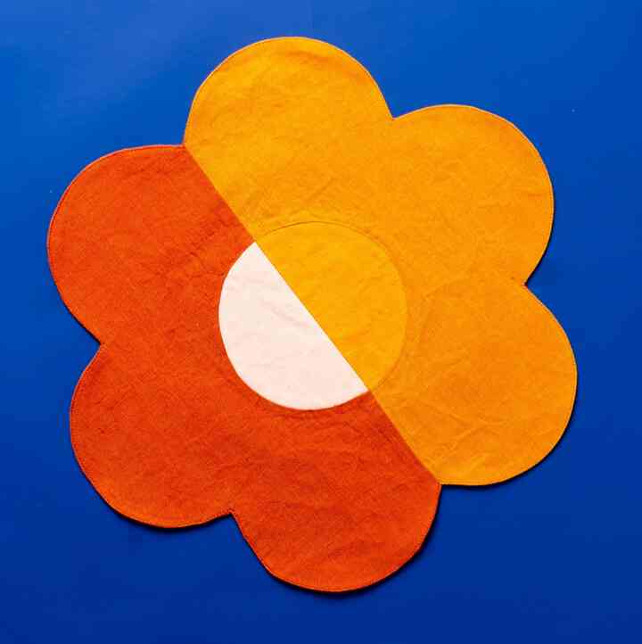 フローラル パッチワークプレイスマット レッド×アンバー