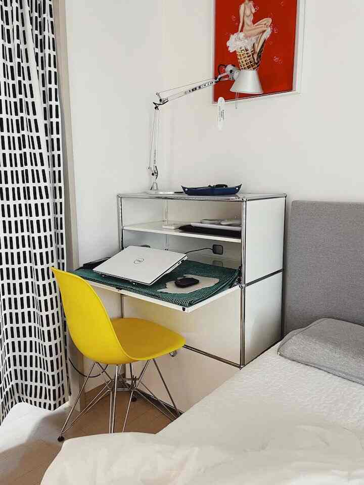 Simple office space next to the bedroom. 💼✨ #BedroomOffice #HomeWorkspace #InteriorInspiration