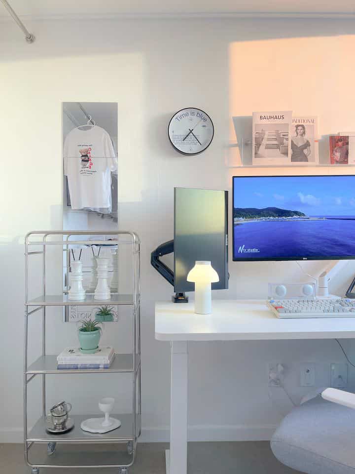 A pristine home office setup. 🖥️✨ #NeatWorkspace #OfficeDecor #InteriorInspiration"