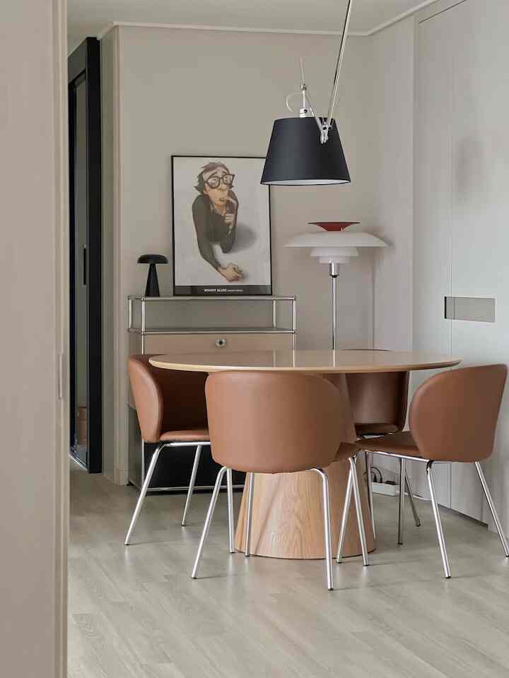 Adding warmth with a wooden dining table. #RusticCharm #CozyEating #NaturalElegance