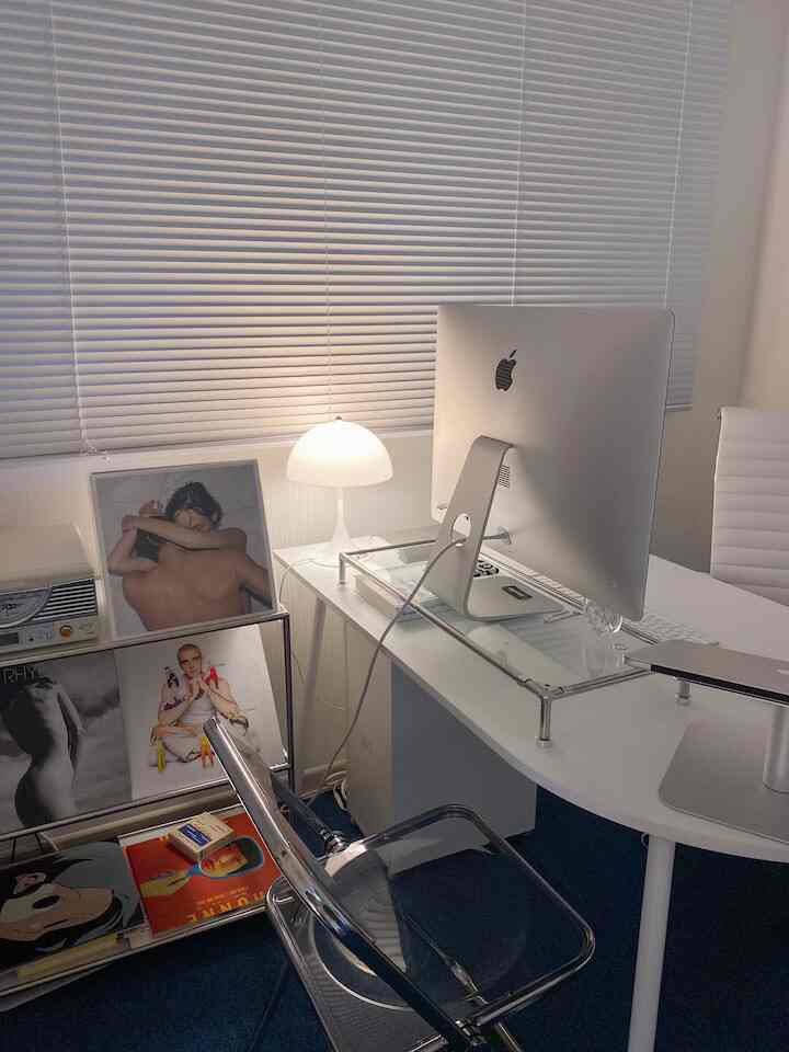 A clean workspace in white. #WhiteOnWhite #MinimalistOffice #SleekDesign