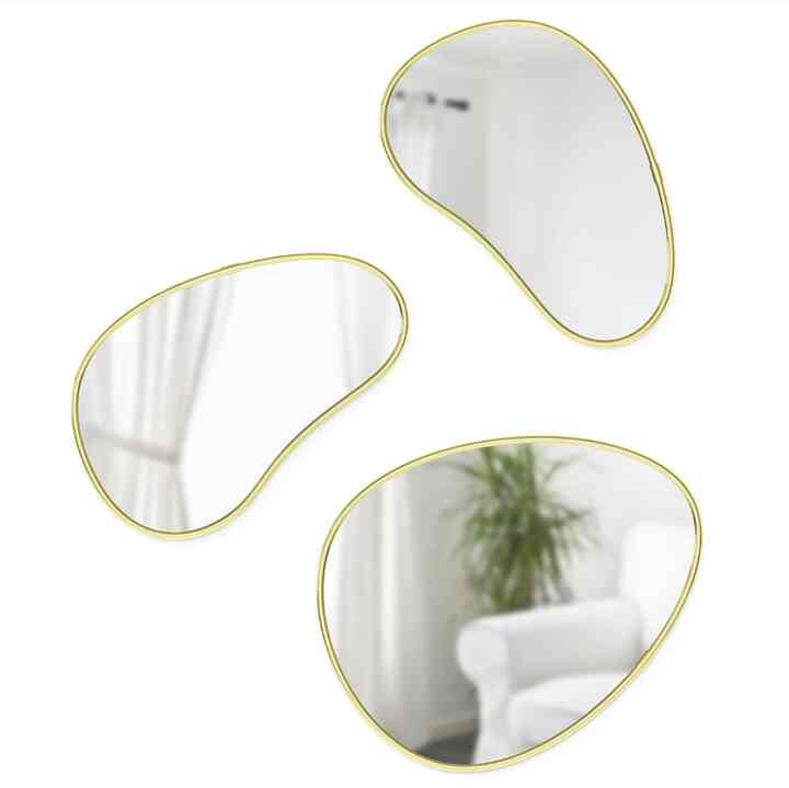 ミラー 壁掛け鏡 ぺブル ウォールミラー 3 個セット