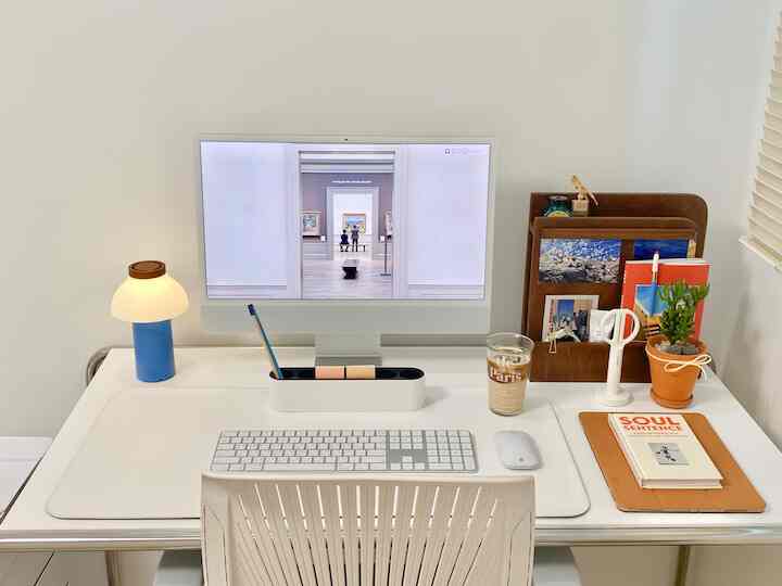 A neatly organized home office. #OrganizedWorkspace #TidyOffice #CleanAndSimple
