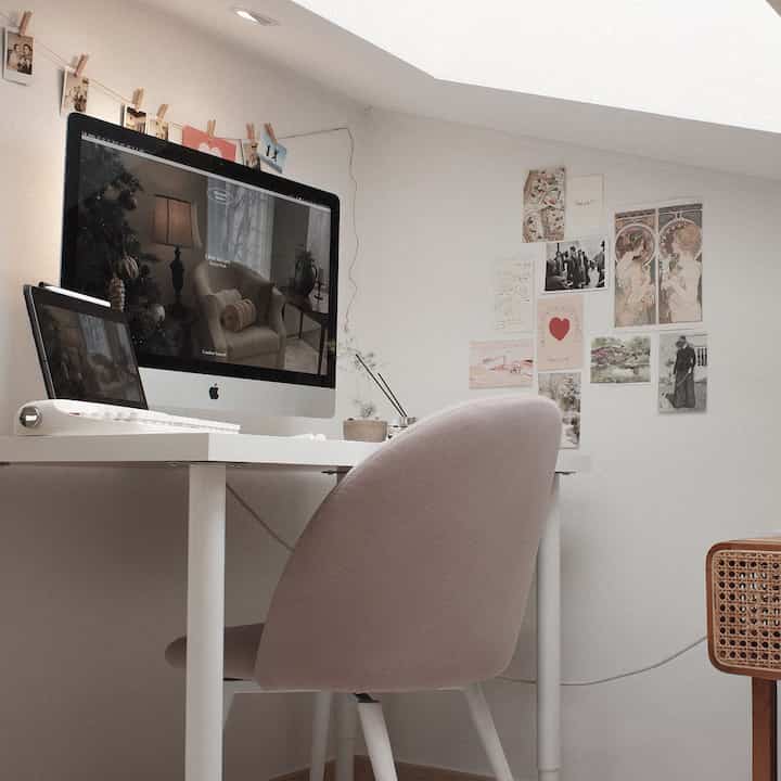 Placing an adjustable-height desk in the attic. #AtticWorkspace #AdjustableDesk #FlexibleOffice