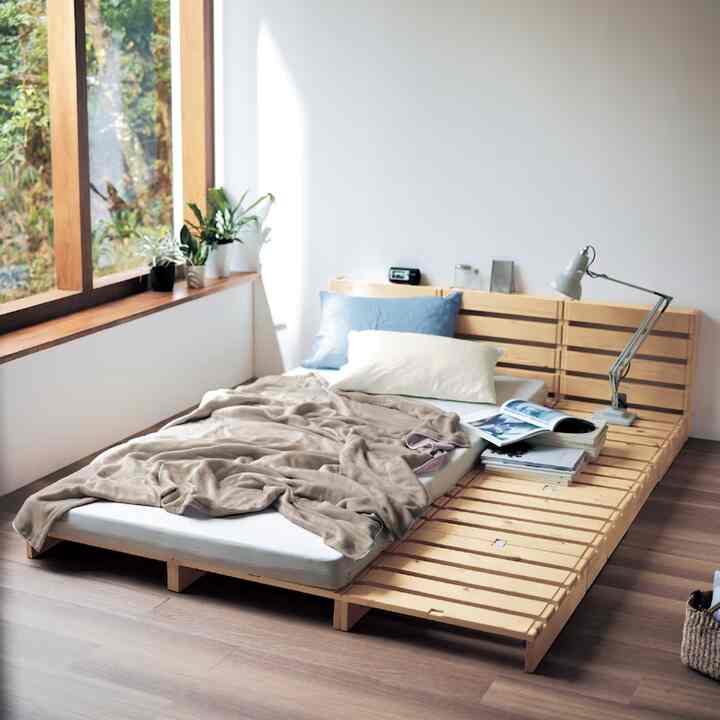 簡単に組み替えられるパレット風ベッド