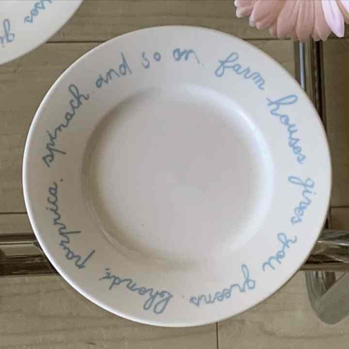 cotton blue lettering プレート お皿