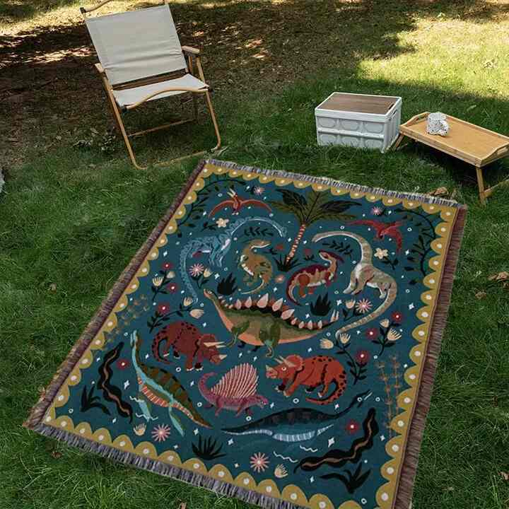 恐竜柄 多機能 ピクニックブランケット