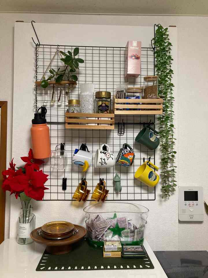 #キッチン #DIY #キッチン壁 #DAISO #ウォールシェルフ #ウォールデコ 