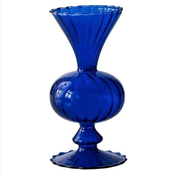 royal blue glass vase / ロイヤルブルー プリーツ ガラスベース