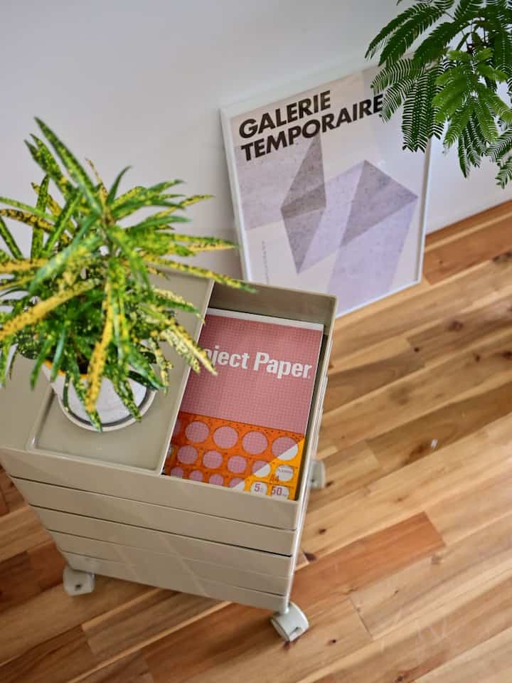 この角度で切り取るのは新鮮な感じ。こう見るとやっぱりこのアカシア材の節あり無垢フローリングが今の我が家の大きな要素になっているなー。賃貸で無垢は珍しいので、いつまで住むかは分からないけど今はこの床を楽しもう(^^)

#無垢フローリング #ワークスペース #デスクワゴン #ワゴン #観葉植物 #植木鉢 #プランター